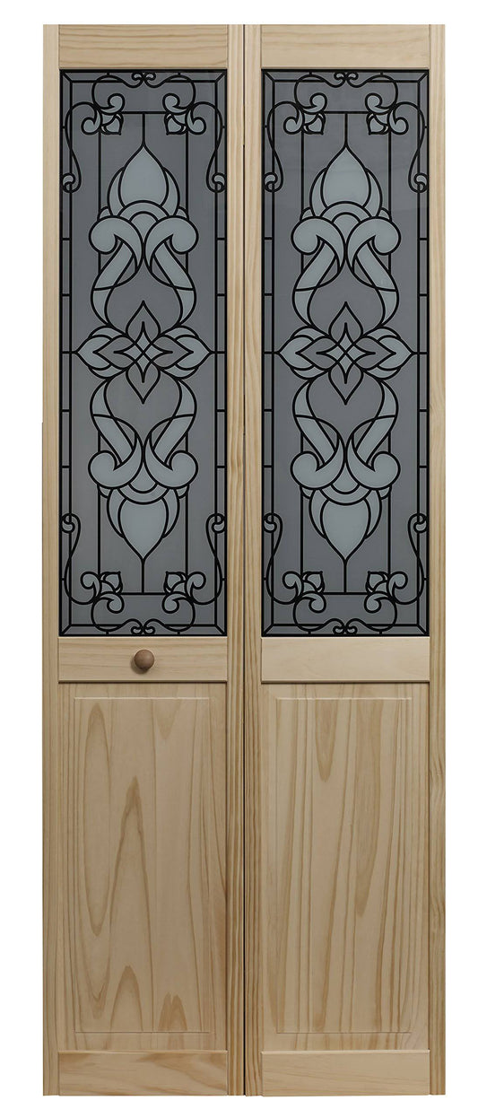 Pinecroft Eternity Unfinished Decorative Glass Bi-Fold Door 24 x 80.5