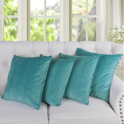 Charlton Home Girton Pleated Throw Pillow Cover Colour: Teal