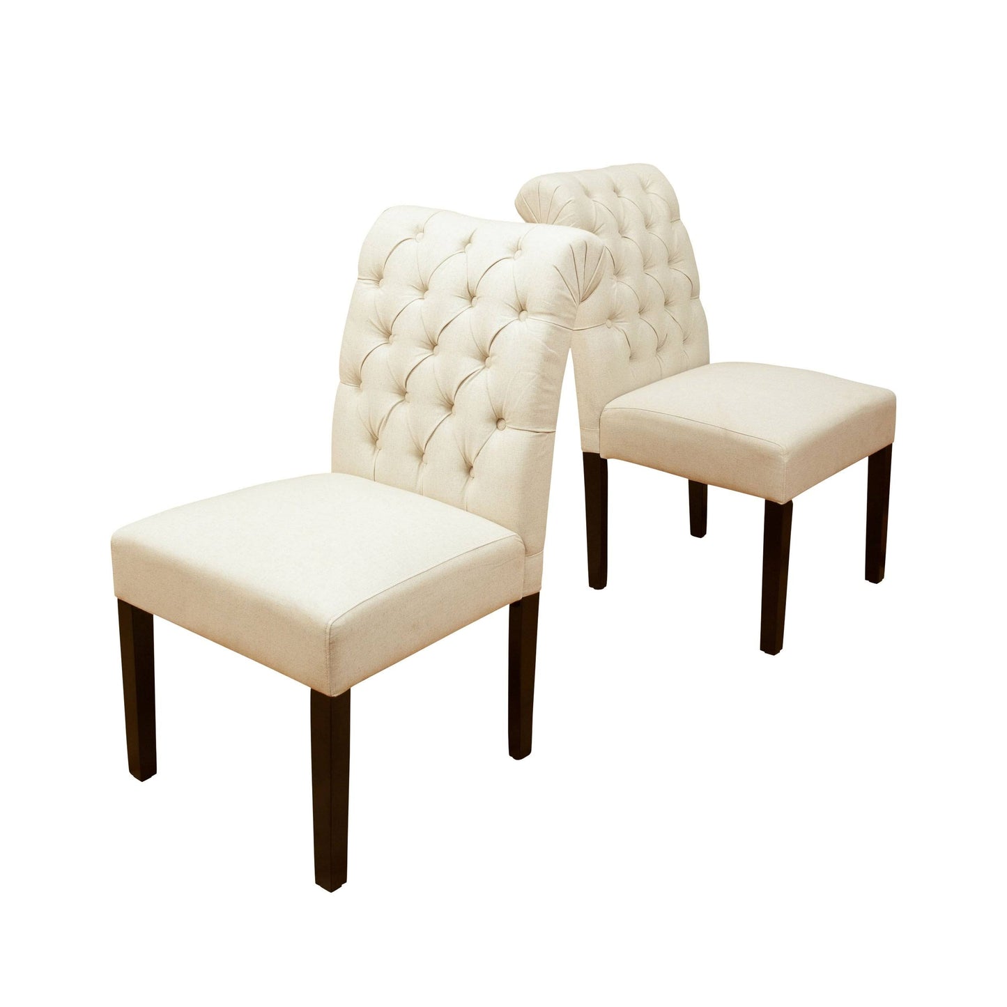 Set of 2 Dinah Roll Top Fabric Dining Chair Ivory - Christopher Knight Home