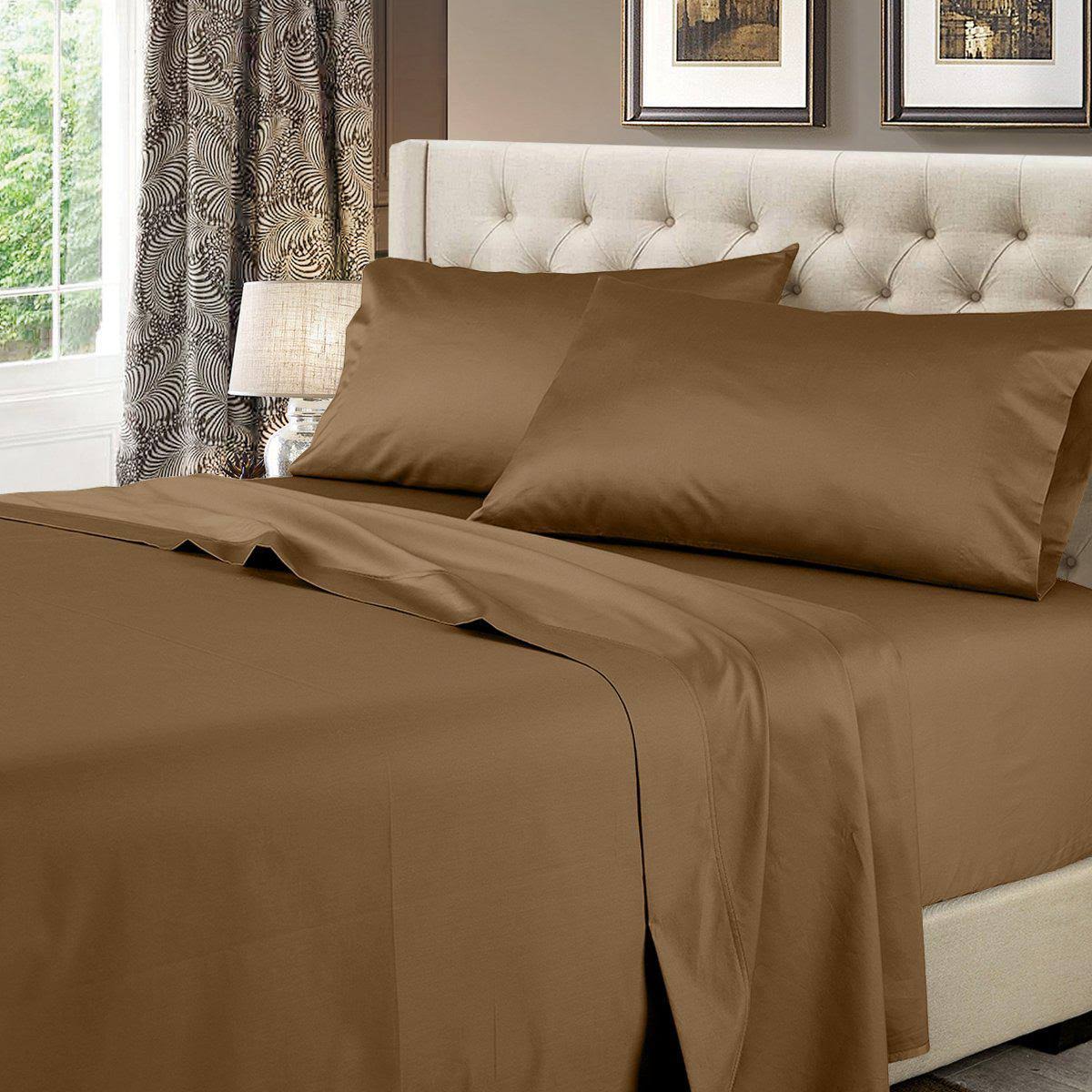 Royal Tradition Split King Sheets Adjustable 600TC Bed Sheets Taupe