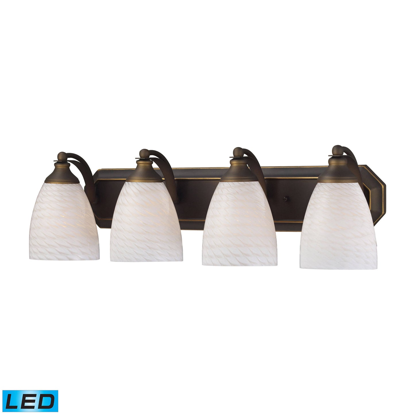 Elk Lighting 570-4B-WS 4 Light Vanity in Aged Bronze White Swirl Glass