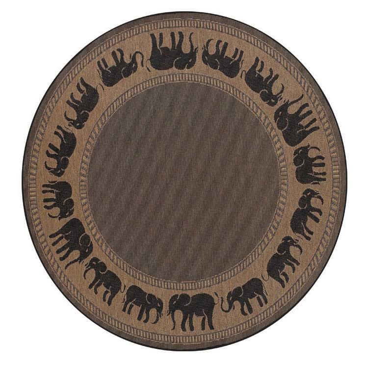 Dream House Rugs Pergola Global Cocoa/Black Indoor/Outdoor Round Area Rug - 7&6 x 7&6