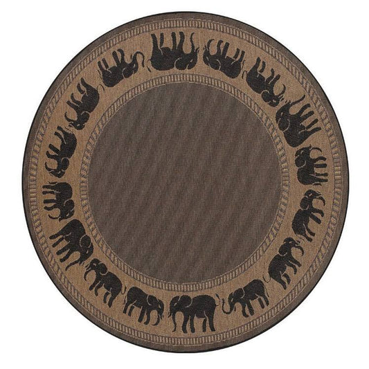 Dream House Rugs Pergola Global Cocoa/Black Indoor/Outdoor Round Area Rug - 7&6 x 7&6