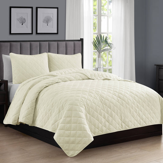 Cathay Home Oversize Lightweight Quilt Set - Twin/Twin XL - Ivory