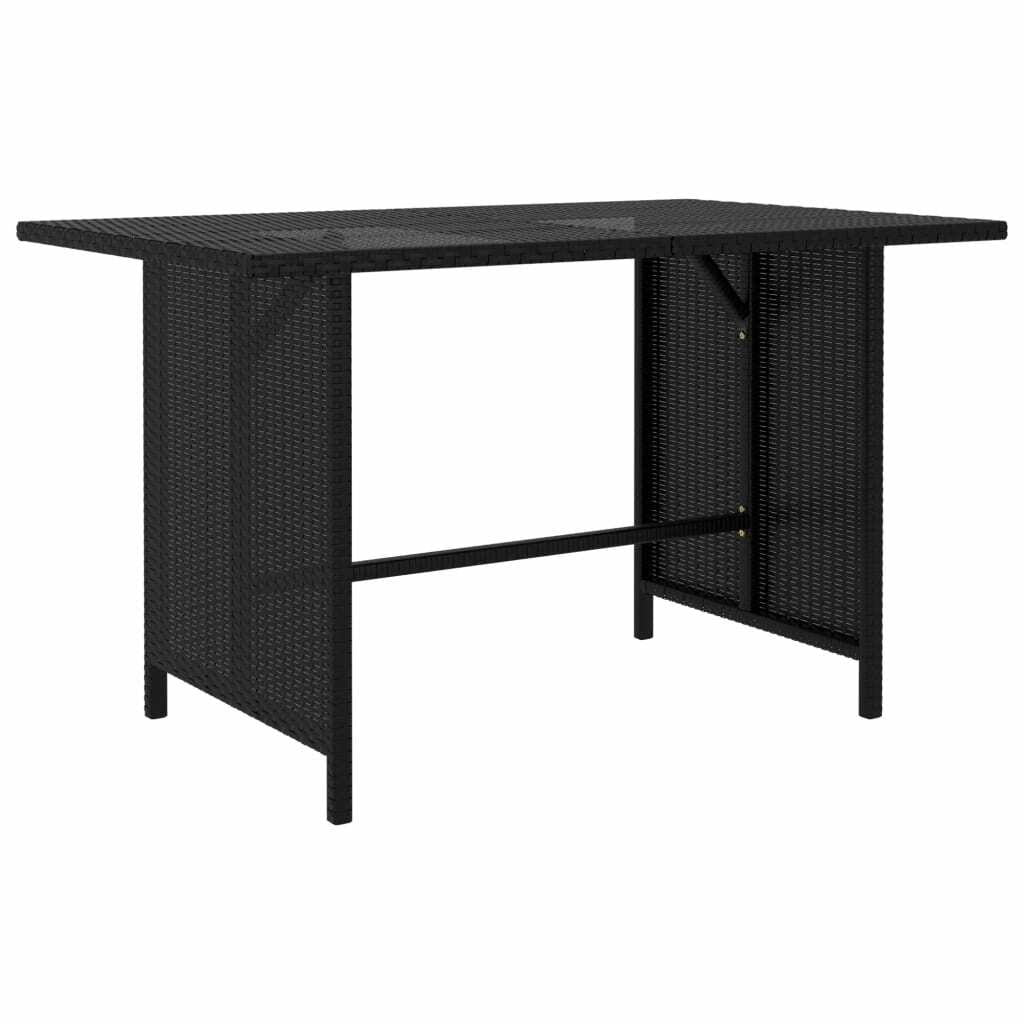 vidaXL Garden Dining Table Black 43.3x22x27.6x22x25. 6x22Poly Rattan