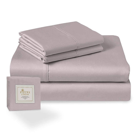 Pizuna 400 Thread Count Cotton Cal King Sheets Set Lilac, 100% Long Staple Cotto