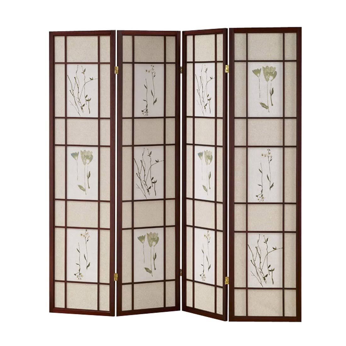 Ore International 4 Panel Shoji Screen - Cherry