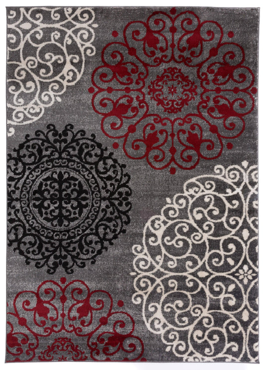 Contemporary Modern Floral Red 5 3 inch x 7 3 inch Indoor Area Rug