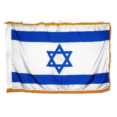 Valley Forge Israel Flag 4x6 Foot Perma-Nyl with Pole Hem Fringe