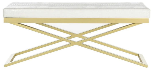 Safavieh Acra Bench - White Crocodile / Gold