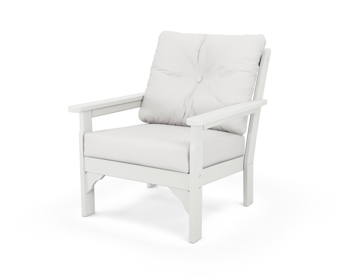 POLYWOOD Vineyard Deep Seating Chair in Vintage White / Natural Linen