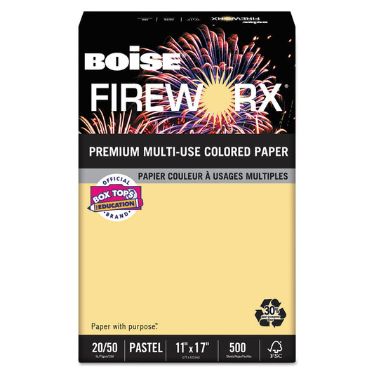 Boise Fireworx Colored Paper, 20lb, 11 x 17, Boomin& Buff, 500 Sheets/Ream