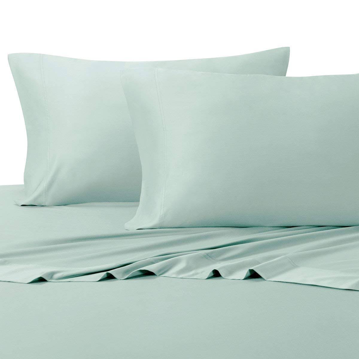 Royal Hotel&s Solid Sea 600-Thread-Count 4pc Queen Bed Sheet Set 100% Cotton, Sateen Solid, Deep Pocket