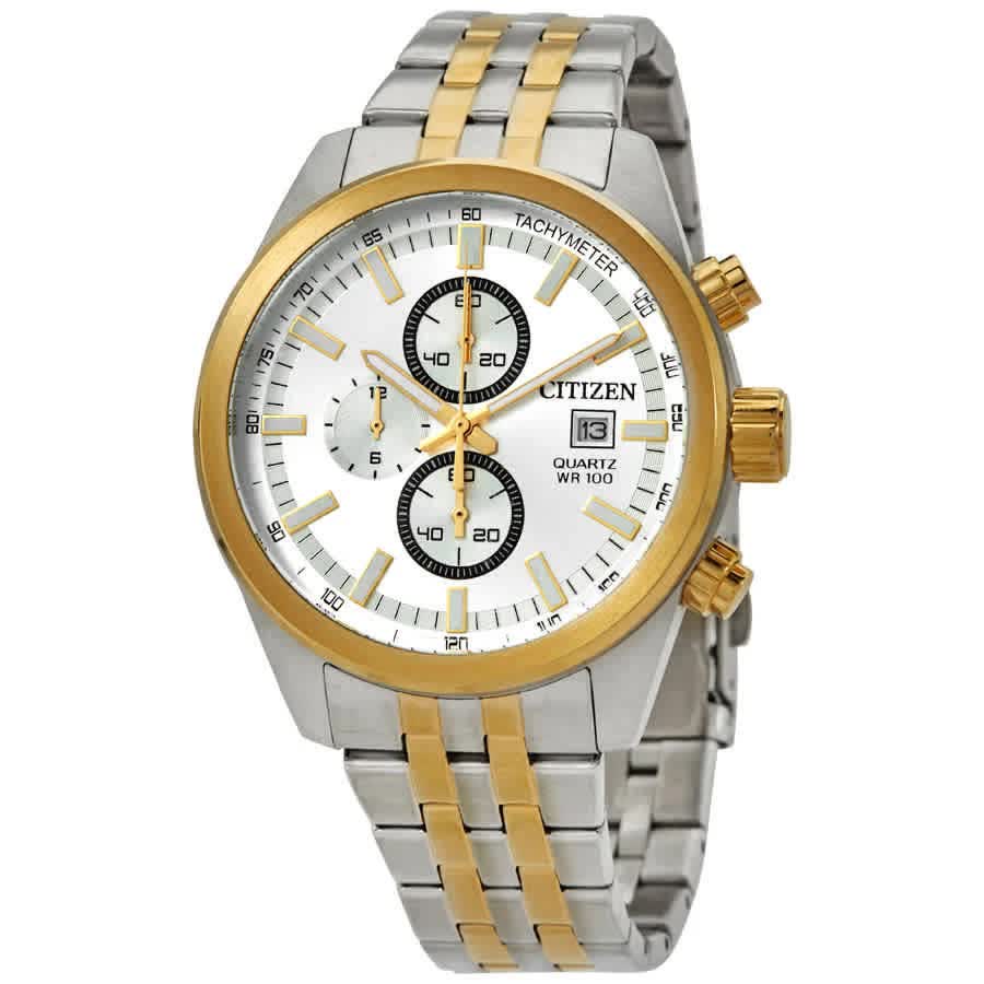 Citizen Chronograph Quartz Silver Dial Two-Tone Mens Watch AN3624-51A