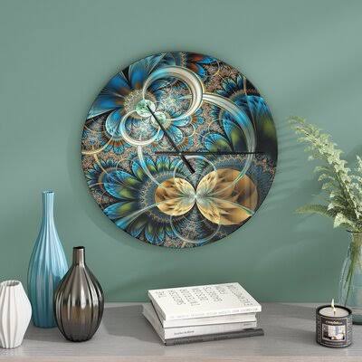 Symmetrical Fractal Flower Wall Clock East Urban Home Size Medium