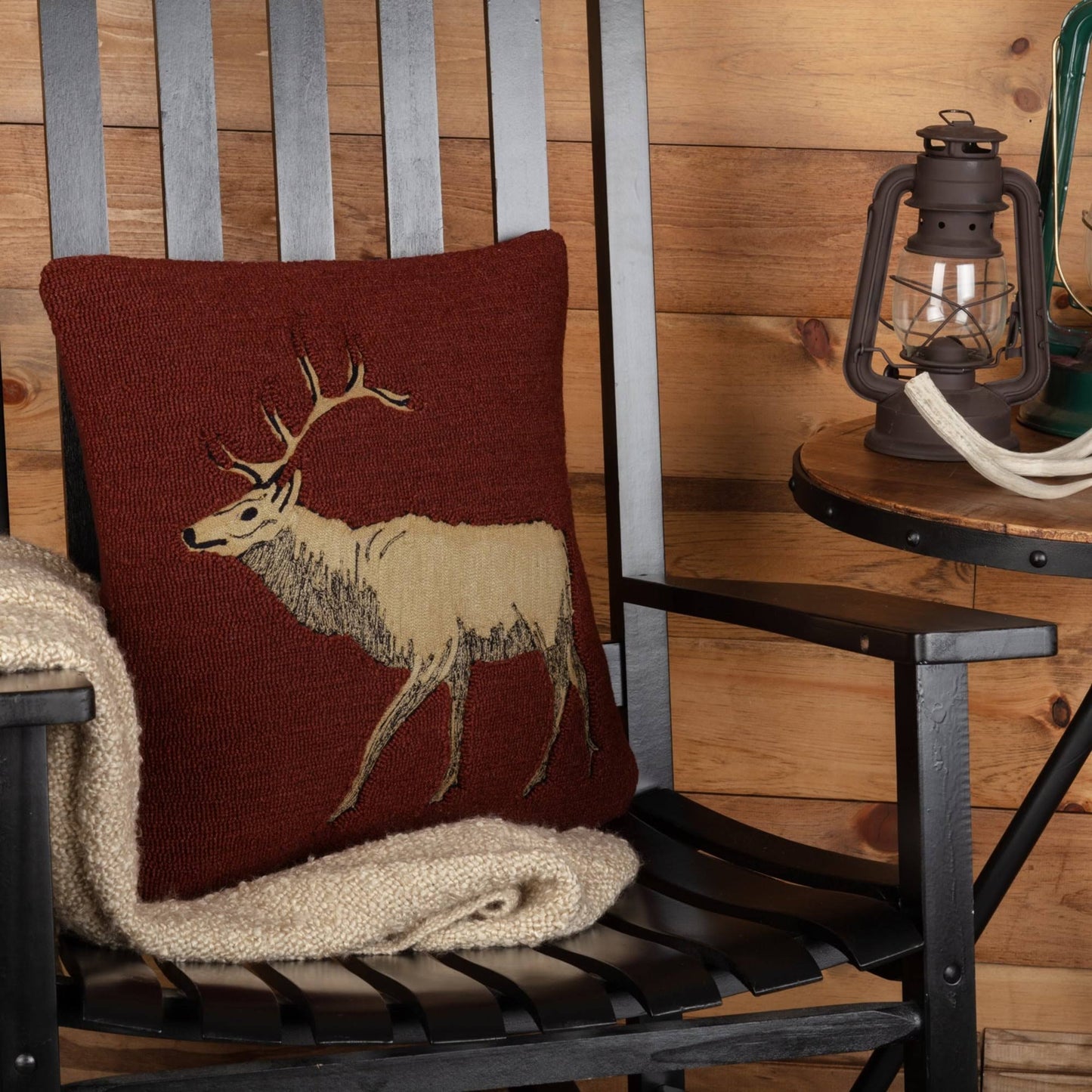 Beckham Elk Hooked Pillow 18x18