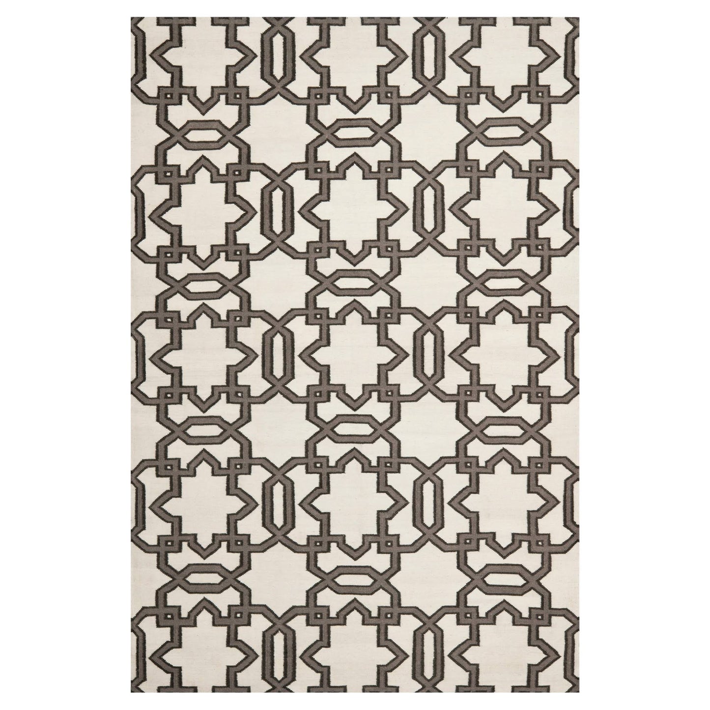 Safavieh Dhurries Ivory / Grey Rug; 5 x 8