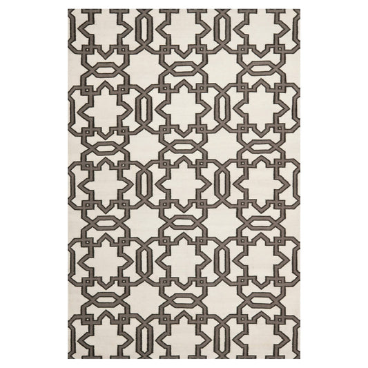 Safavieh Dhurries Ivory / Grey Rug; 5 x 8