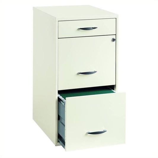 Pemberly Row Metal 3 Drawer Steel File Cabinet in White