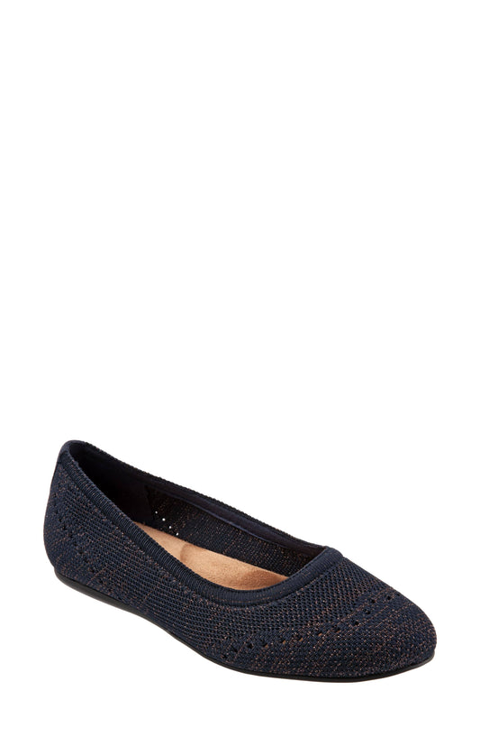 SoftWalk Womens Santorini Flat, Color: Navy, Size: 8.5