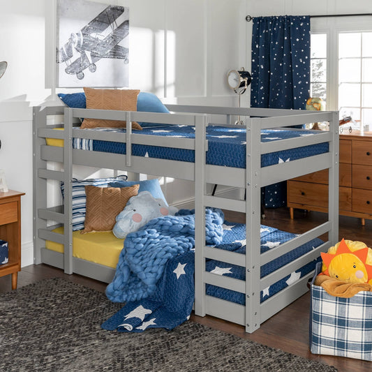 Twin Over Twin Indy Solid Wood Low Bunk Bed Gray - Saracina Home