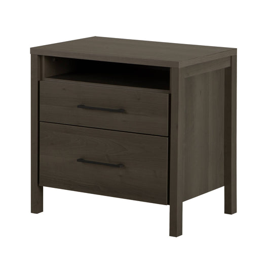 South Shore Gravity 2 Drawer Nightstand Gray Maple