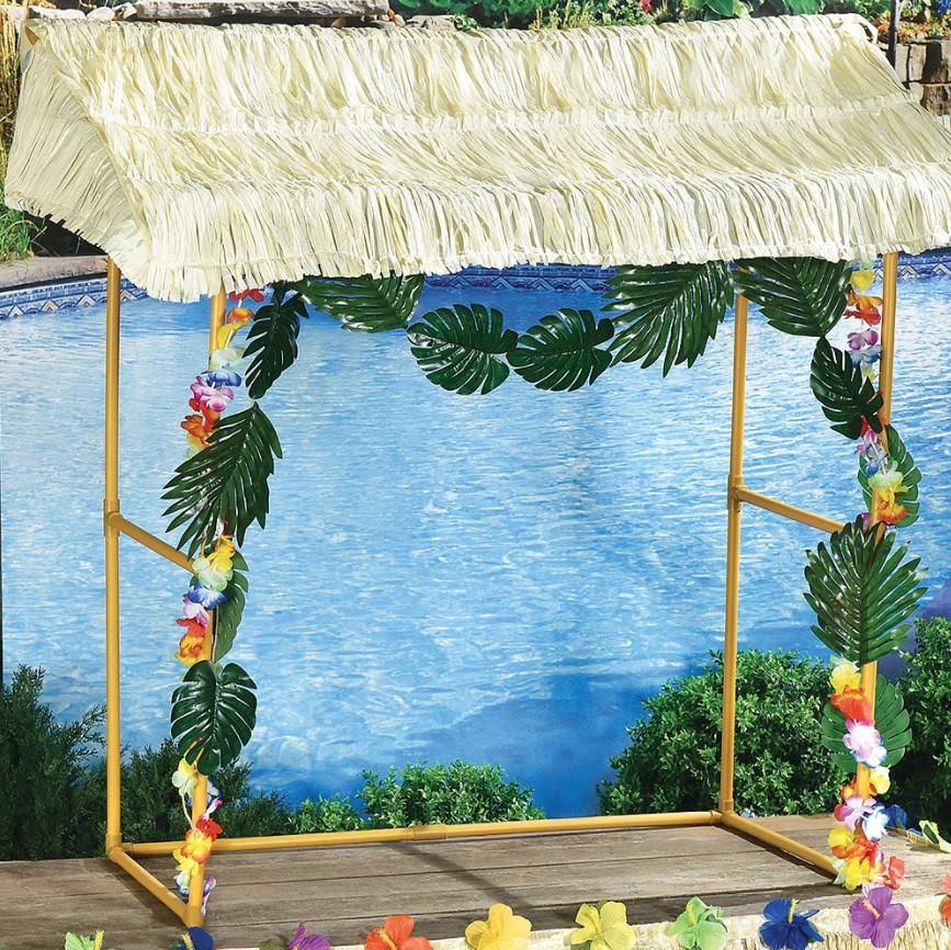 Tabletop Tiki Plastic Fabric Bar Hut, 53in x 52in | 1ct