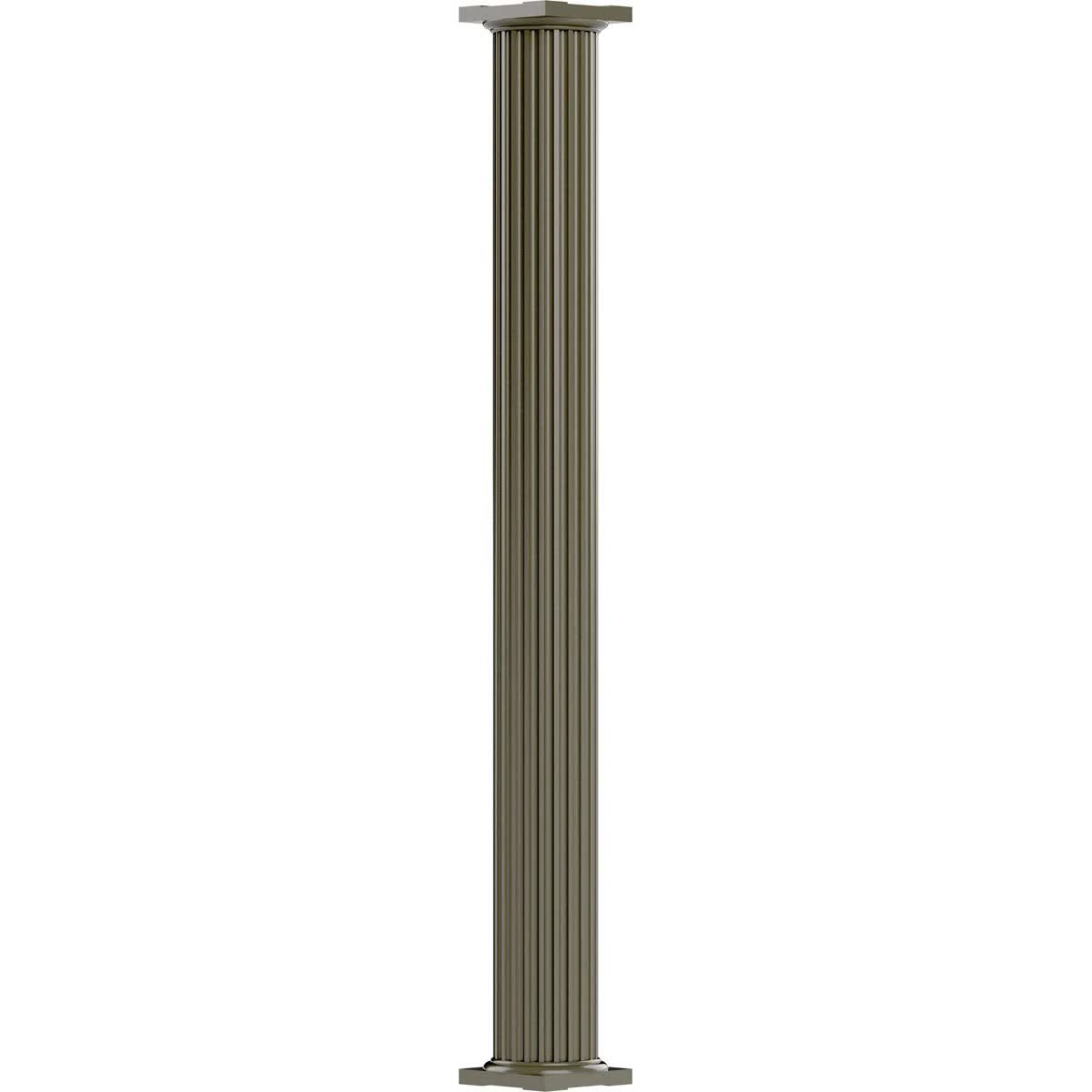 AFCO 10x22 x 10& Endura-Aluminum Column, Round Shaft (Load-Bearing 26,000 lbs), Non-Tapered, Fluted, Clay Finish w/ Capital u002