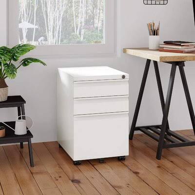 Tassone 3-Drawer Mobile Vertical Filing Cabinet Symple Stuff Color White