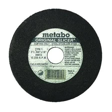 10pc 5 inch x .040 inch x 7/8 inch A60TZ T1 Cut-Off Wheel | Metabo Original Slicer 655334000