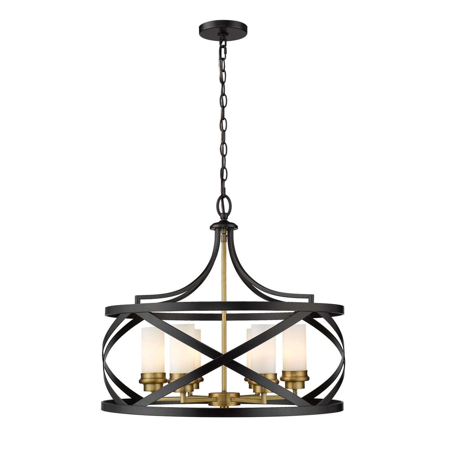 Z-Lite-481P24-MB-OBR-Malcalester - 6 Light Pendant Matte Black/Olde