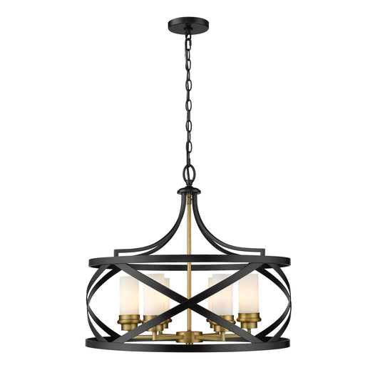 Z-Lite-481P24-MB-OBR-Malcalester - 6 Light Pendant Matte Black/Olde