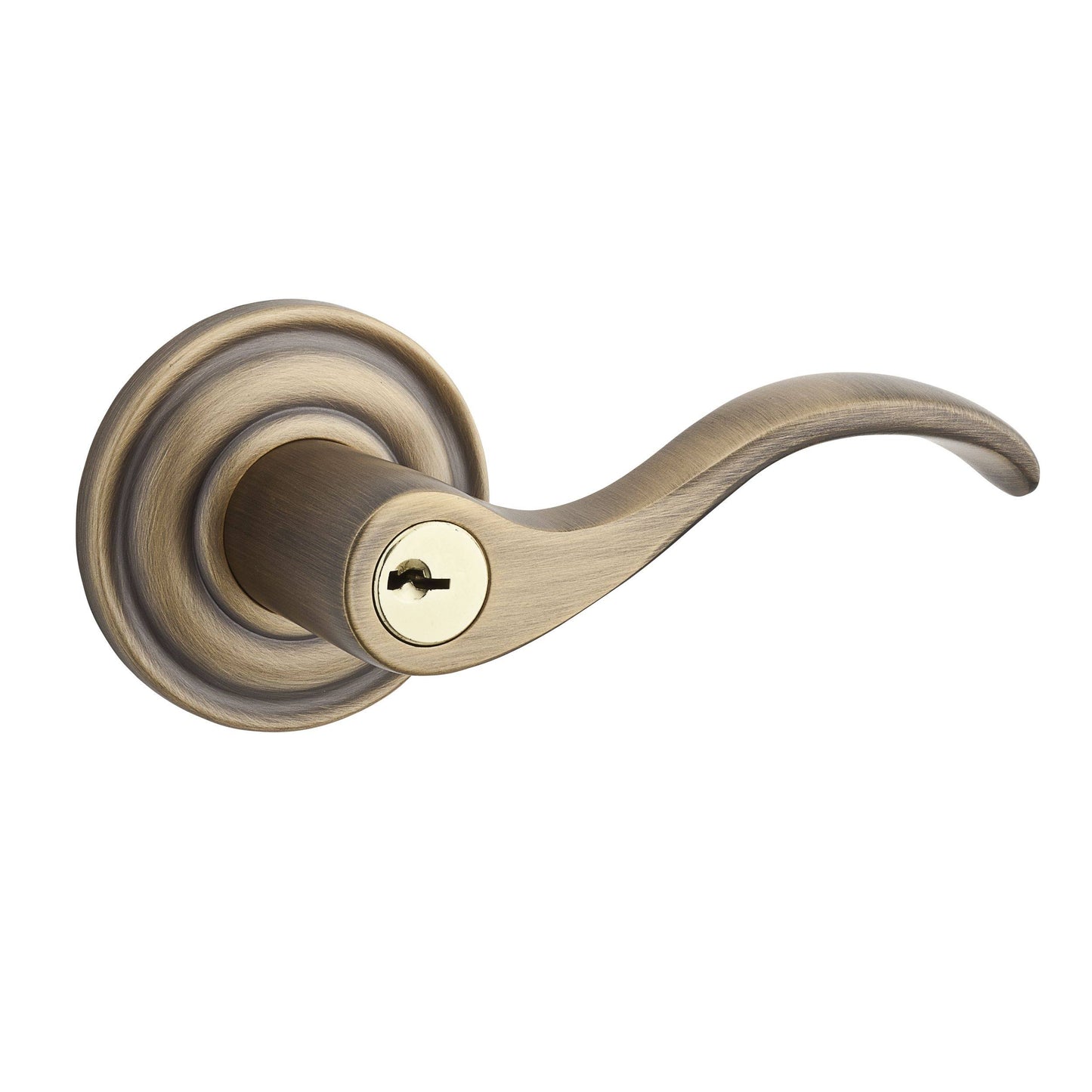 Baldwin EN.CUR.R.TRR.049 Entry Right Hand Curved Lever Traditional Round Rose Matte Brass Black