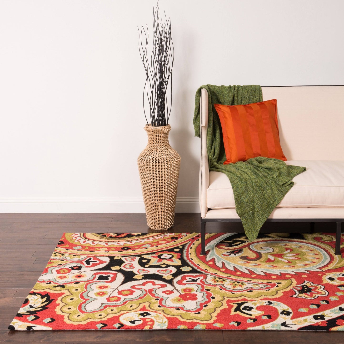 Alexander Home Valentina Hand-Hooked Paisley and Floral Area Rug - Red/Black 5& x 7&6x22