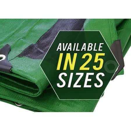 Trademark Supplies Tarp Cover 18x24 Green/Black Heavy Duty 8 Mil Thick Material, Waterproof, Great for Tarpaulin Canopy Tent, Bo