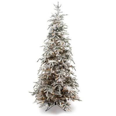 Balsam Flocked Green Pine Artificial Christmas Tree with Clear/White Lights Size: 7.5&