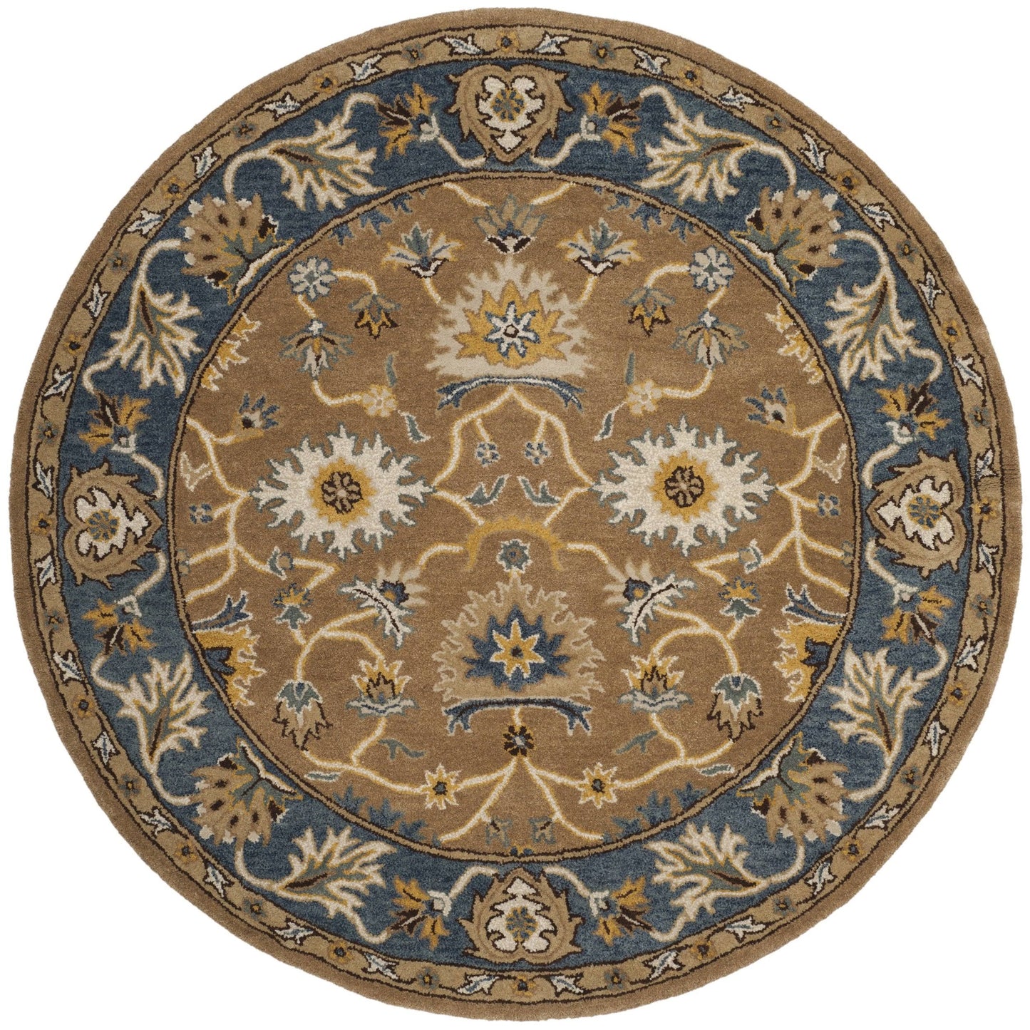 Safavieh Heritage Camel/Blue 6 ft. x 6 ft. Round Area Rug