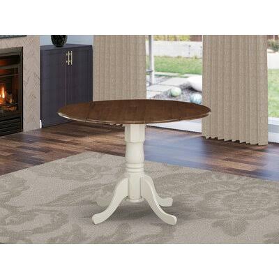 Benecko Drop Leaf Solid Wood Dining Table Winston Porter Base Color Linen White, Top Color Walnut