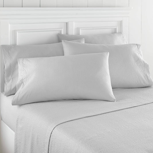 Shavel Home Products Seersucker Sheet Set - Fog Gray - Queen