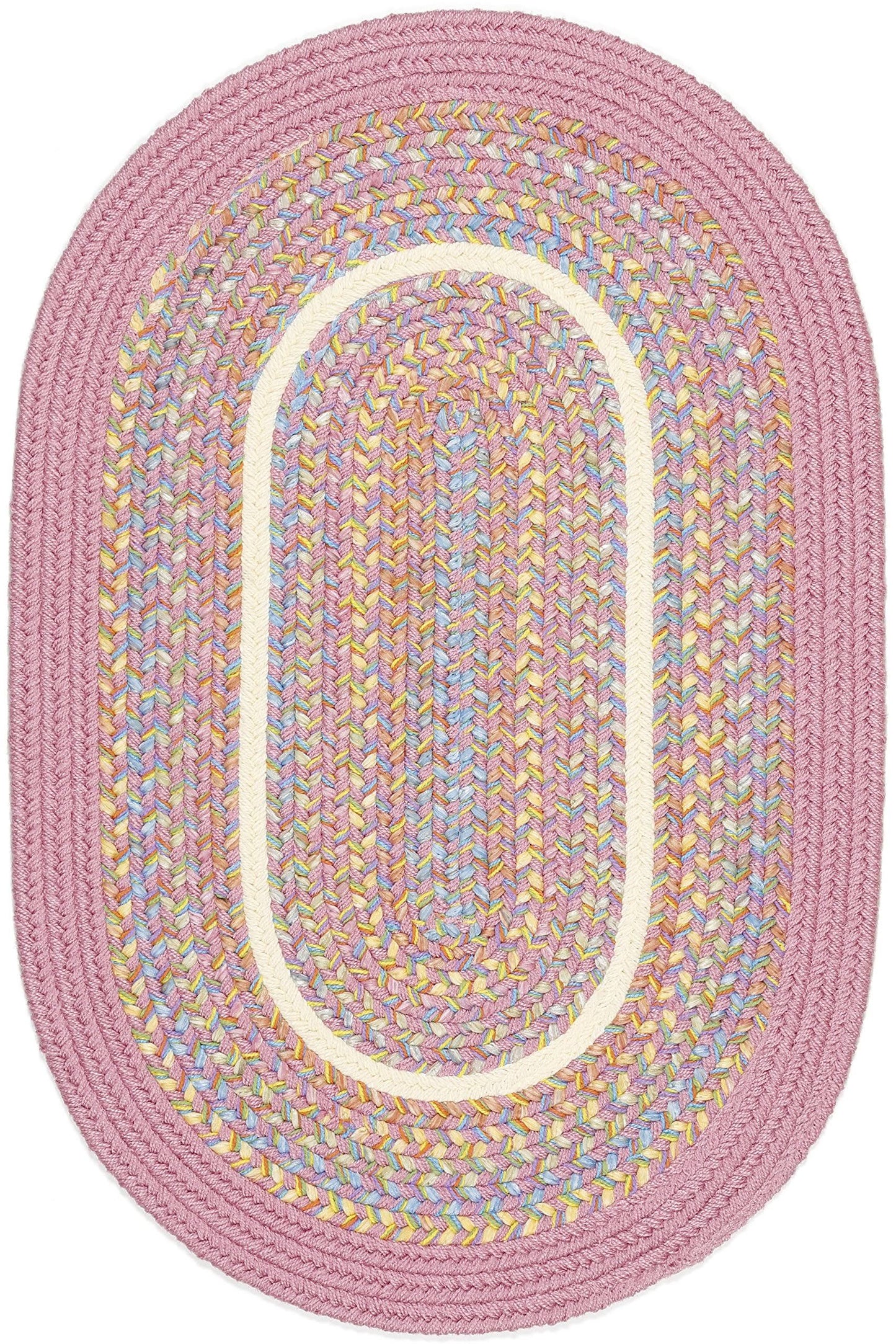 Rhody Rug Kids Place Indoor/Outdoor Braided Rug - Pink 7 x 9 Oval