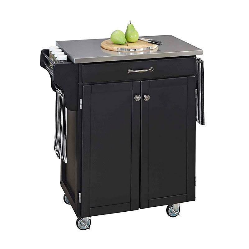 August Grove Savorey Kitchen Cart with Stainless Steel Top - Base Finish Black