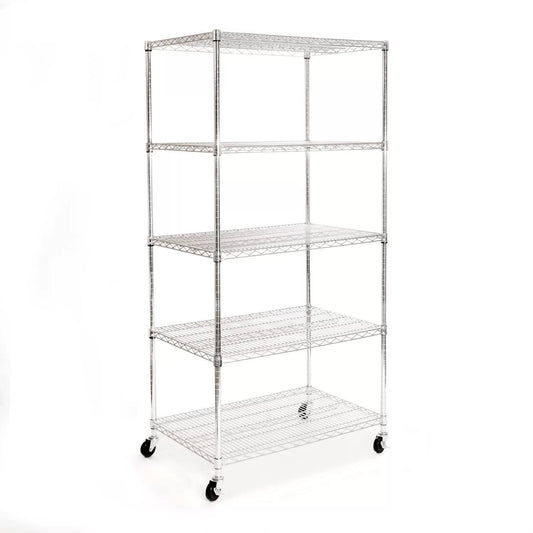 Seville Classics 5-Tier UltraZinc Steel Wire Shelving with Wheels