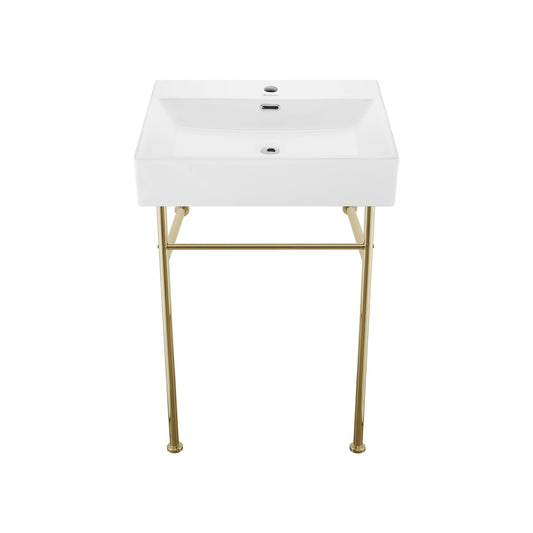 Swiss Madison Sm-Cs7-24 Claire 24 inch Console Sink White Basin - Gold