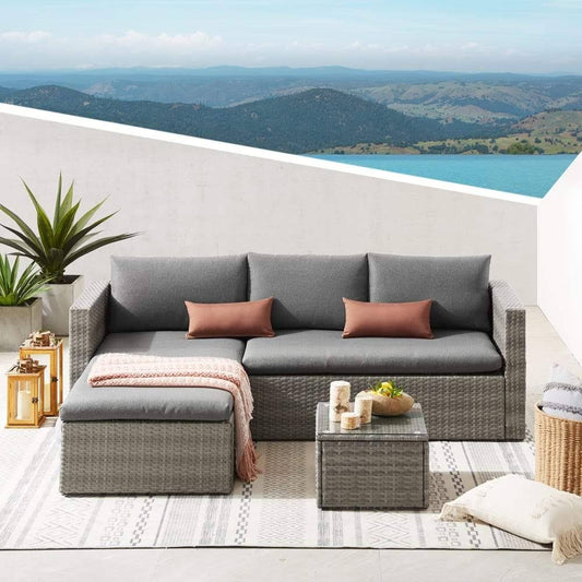 Art Leon 3-Piece Wicker Outdoor Sectional Sofa Set