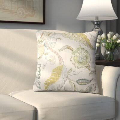 Aoife Peacock Cotton Floral Throw Pillow Size 18