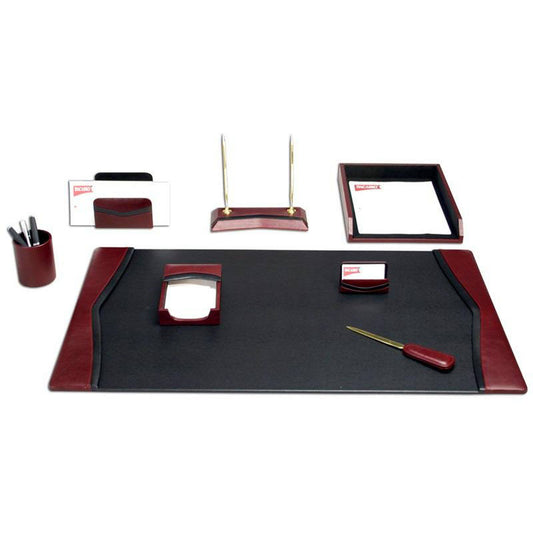 Dacasso Burgundy Leather Desk Set 8-Piece