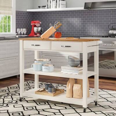 Three Posts Bart Kitchen Cart Base Finish White