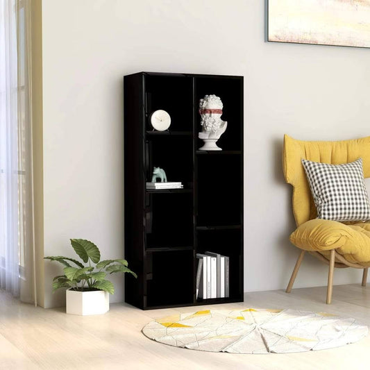 ZNTS Book Cabinet High Gloss Black 19.7x22x9.8x22x41.7x22 Chipboard 801114