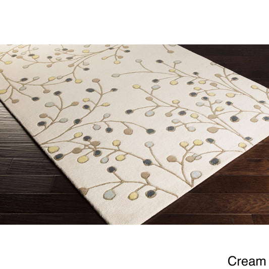 Sakura Handmade Transitional Floral Wool Area Rug - Cream 9 x 12