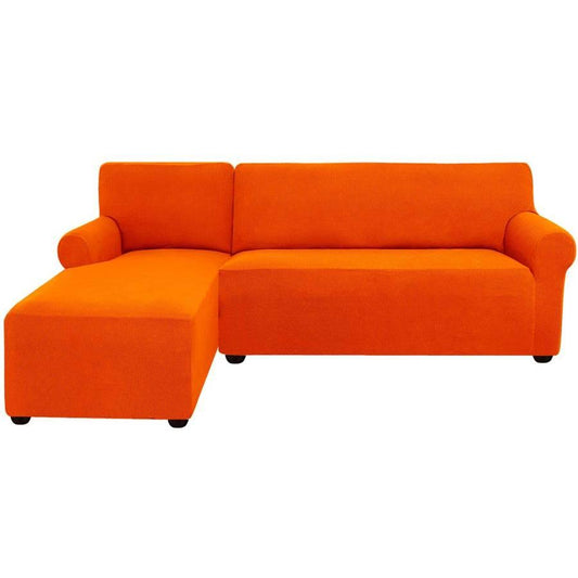 Subrtex 2-Piece L Shape Sofa Cover Stretch Sectional Left Chaise Cover - Orange